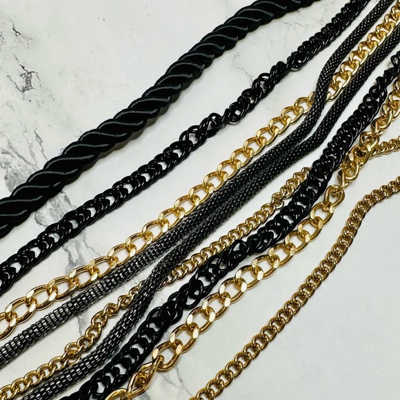 NEW! MIKA Signed Black & Gold Multi Strand Rope & Chain Necklace - Picture 15 of 17